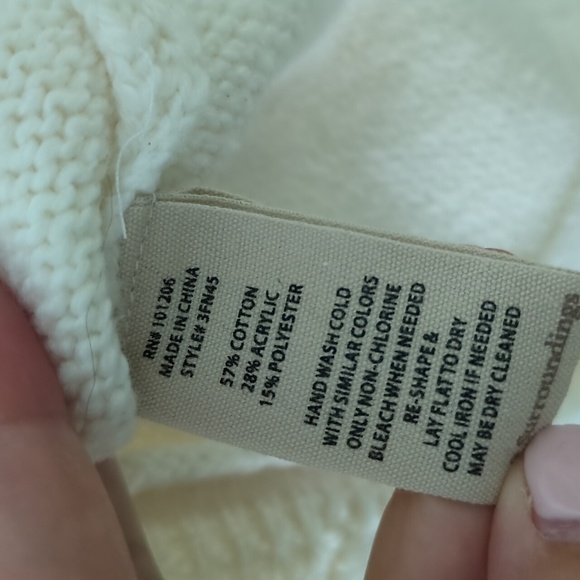 Soft Surroundings Nisette Mock Neck Women's Cream Cable Knit Sweater Coastal XLP - Picture 8 of 9